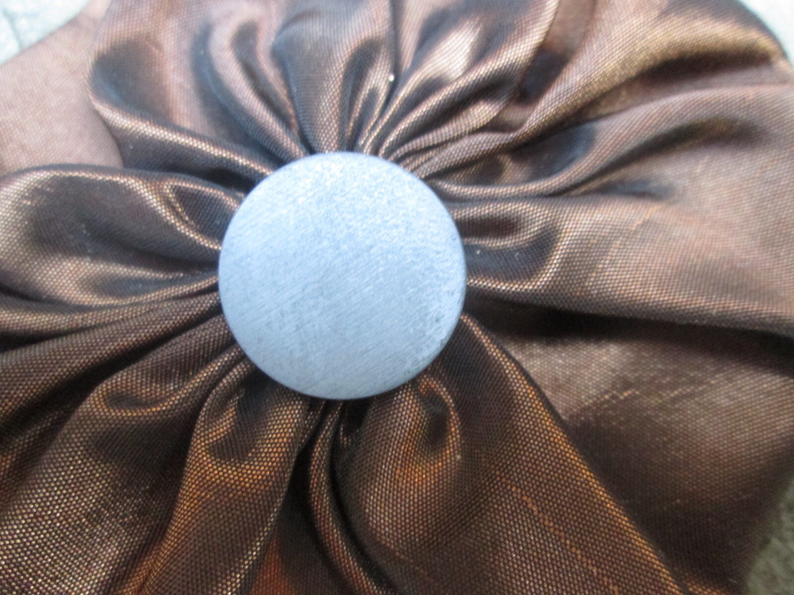 REENACTOR 18TH C REV WAR COLONIAL HAT COCKADE CRISP BROWN PEWTER BUTTON NEW 3.5"