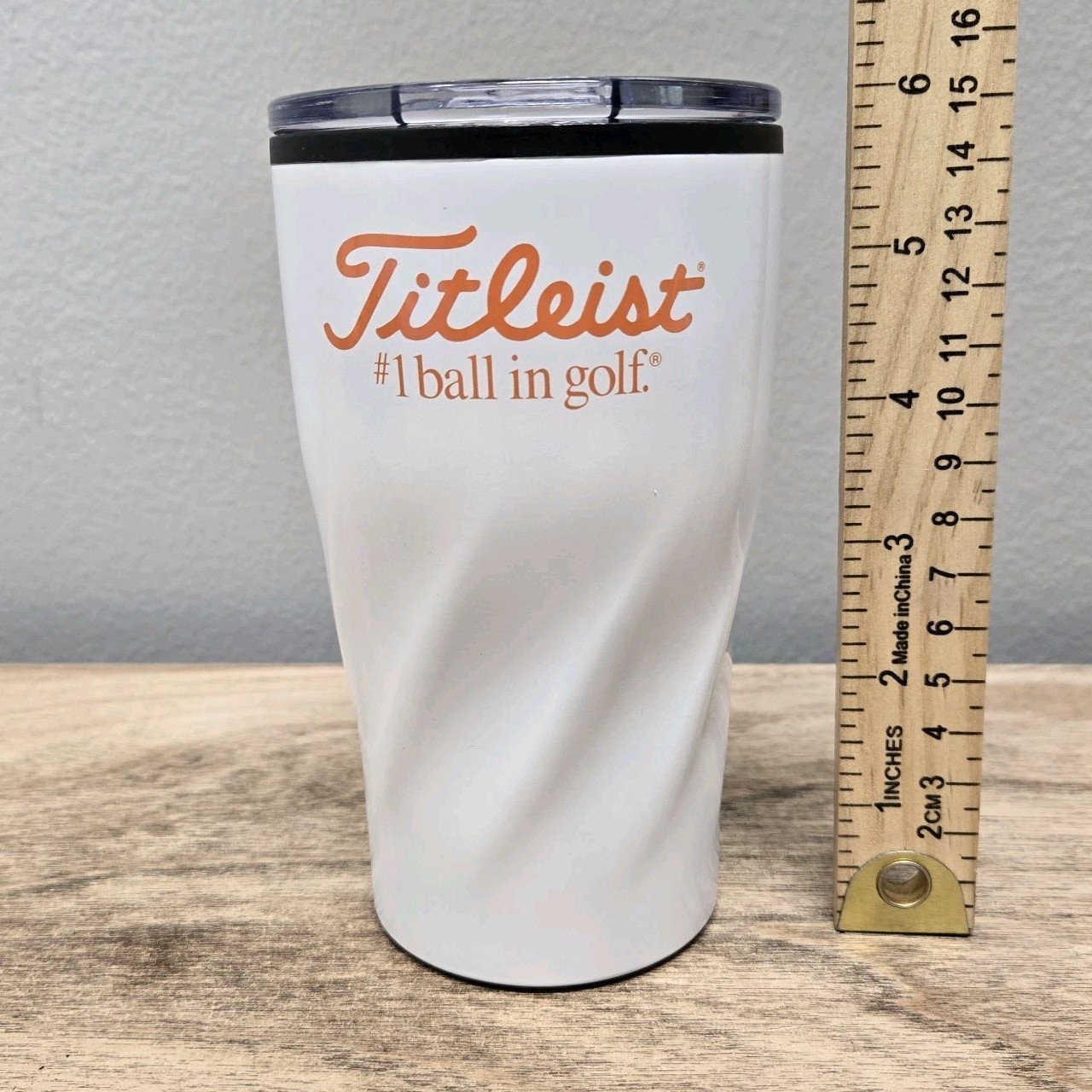Titleist Velocity 16oz White Steel Tumbler/Clear Plastic Sealable Lid NEW