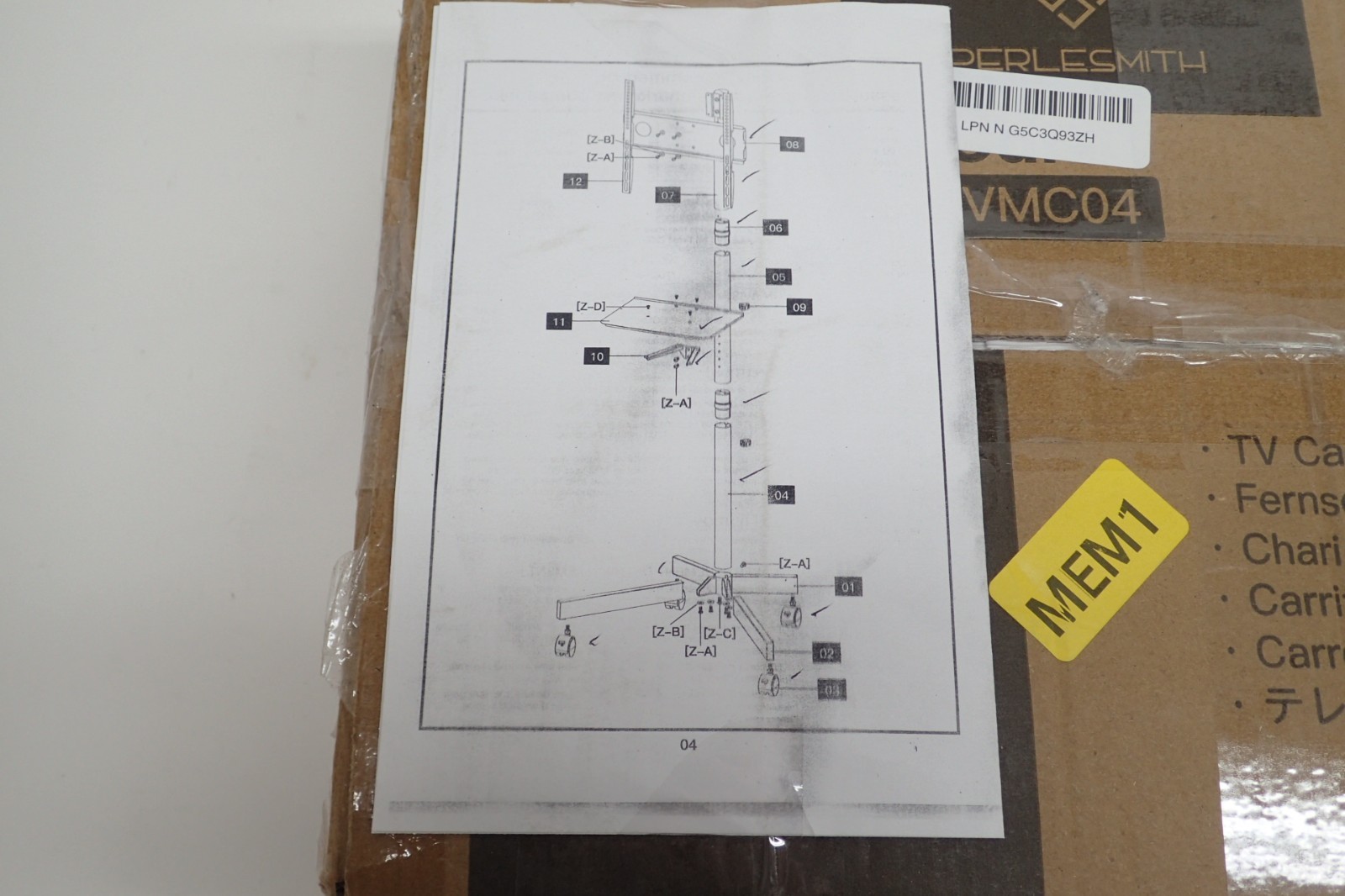 PERLESMITH Rolling Mobile Tilt TV Stand for 23-60" LCD LED TVs VESA up to 88lbs