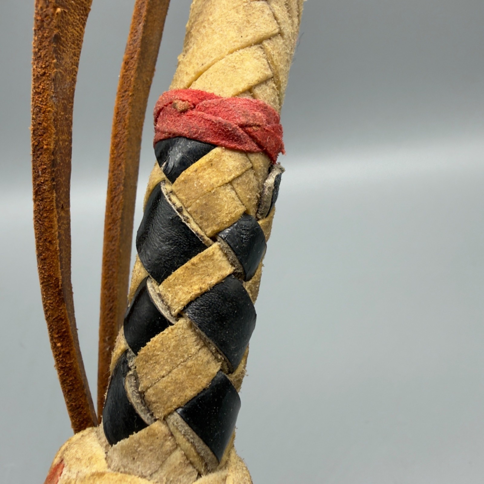 Vintage Western Leather Braided Horse Quirt Whip Cowboy Tack Rodeo Decor