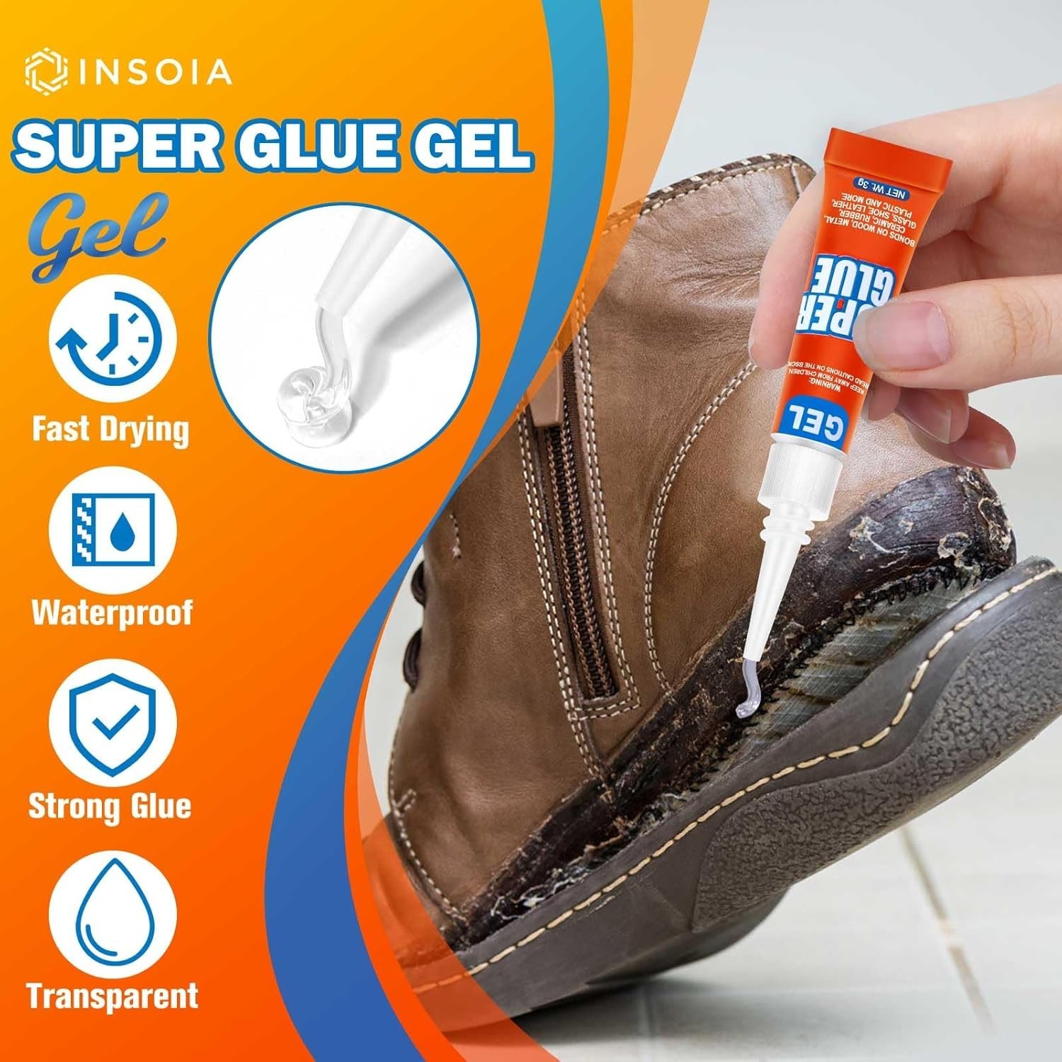 Super Glue Gel Clear Non-Drip, 24 X 3G All Purpose Strong Adhesive Ca Glue Quick