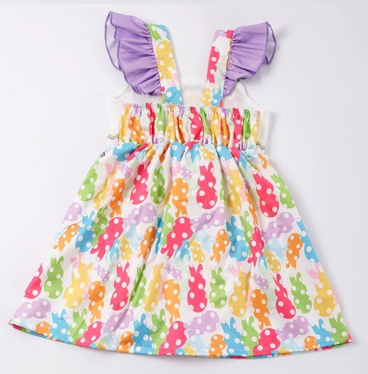 NEW Boutique Peeps Easter Bunny Rabbit Girls Smocked Embroidered Dress