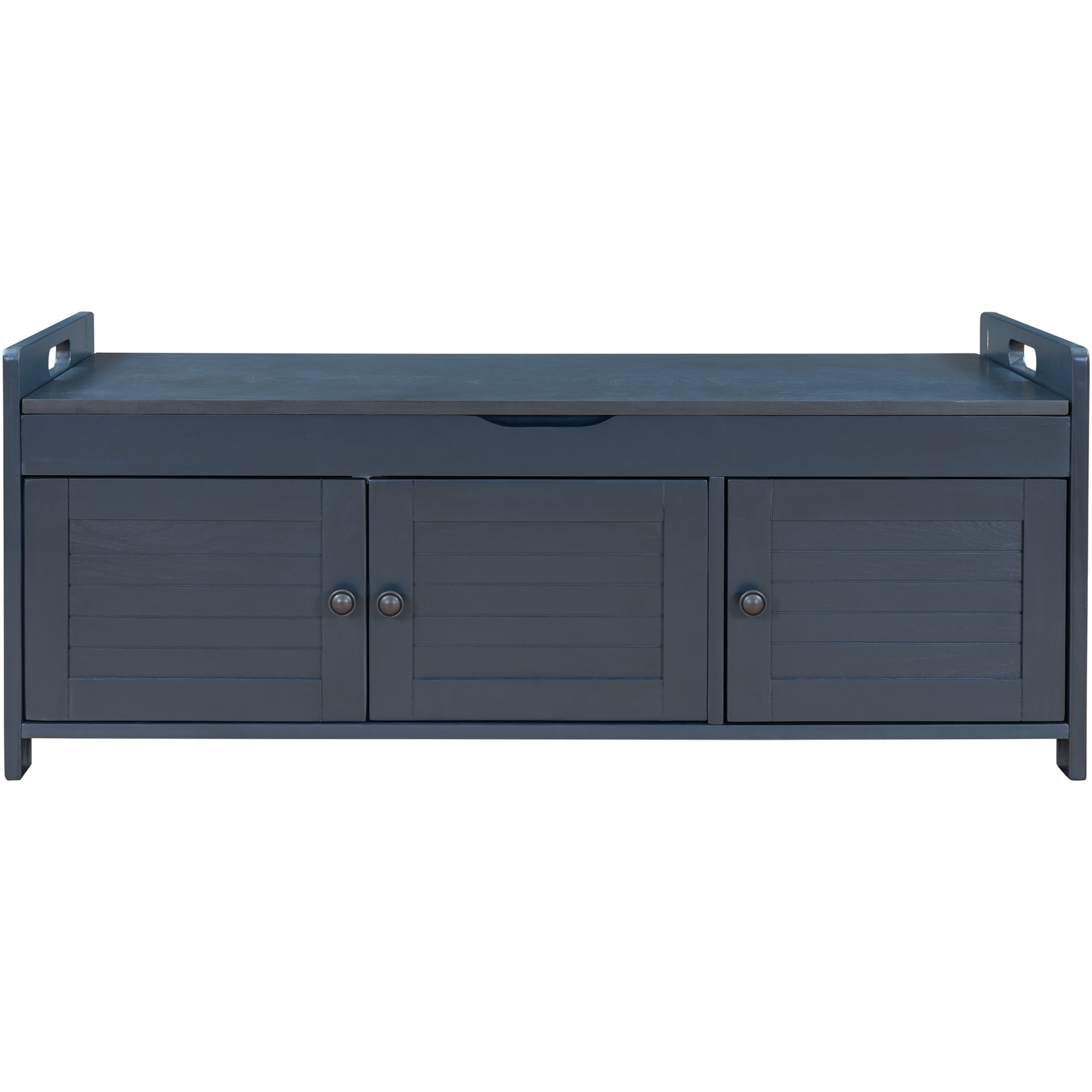 Storage Bench for Entryway, Shoe Bench with Lift Top Storage & 3 Doors w/Cushion