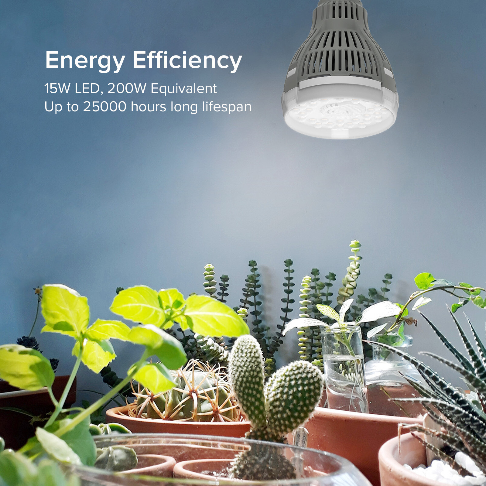 LED Grow Light Bulb 15W (200W Equivalent) Full Spectrum Plant Veg Bloom SANSI