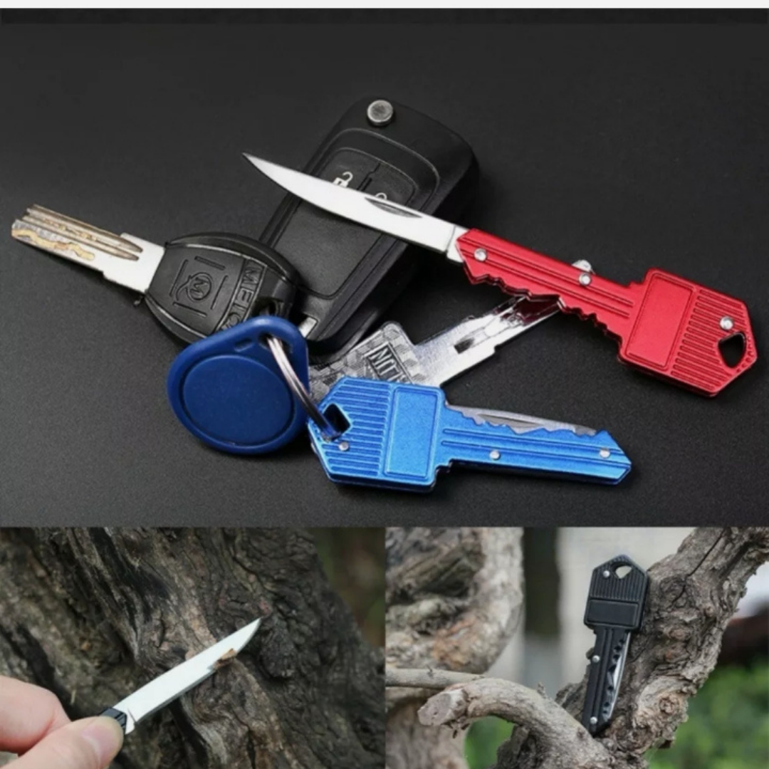 Portable Outdoor Survival Pocket Folding Key Shape Mini Key Chain Knife Camping