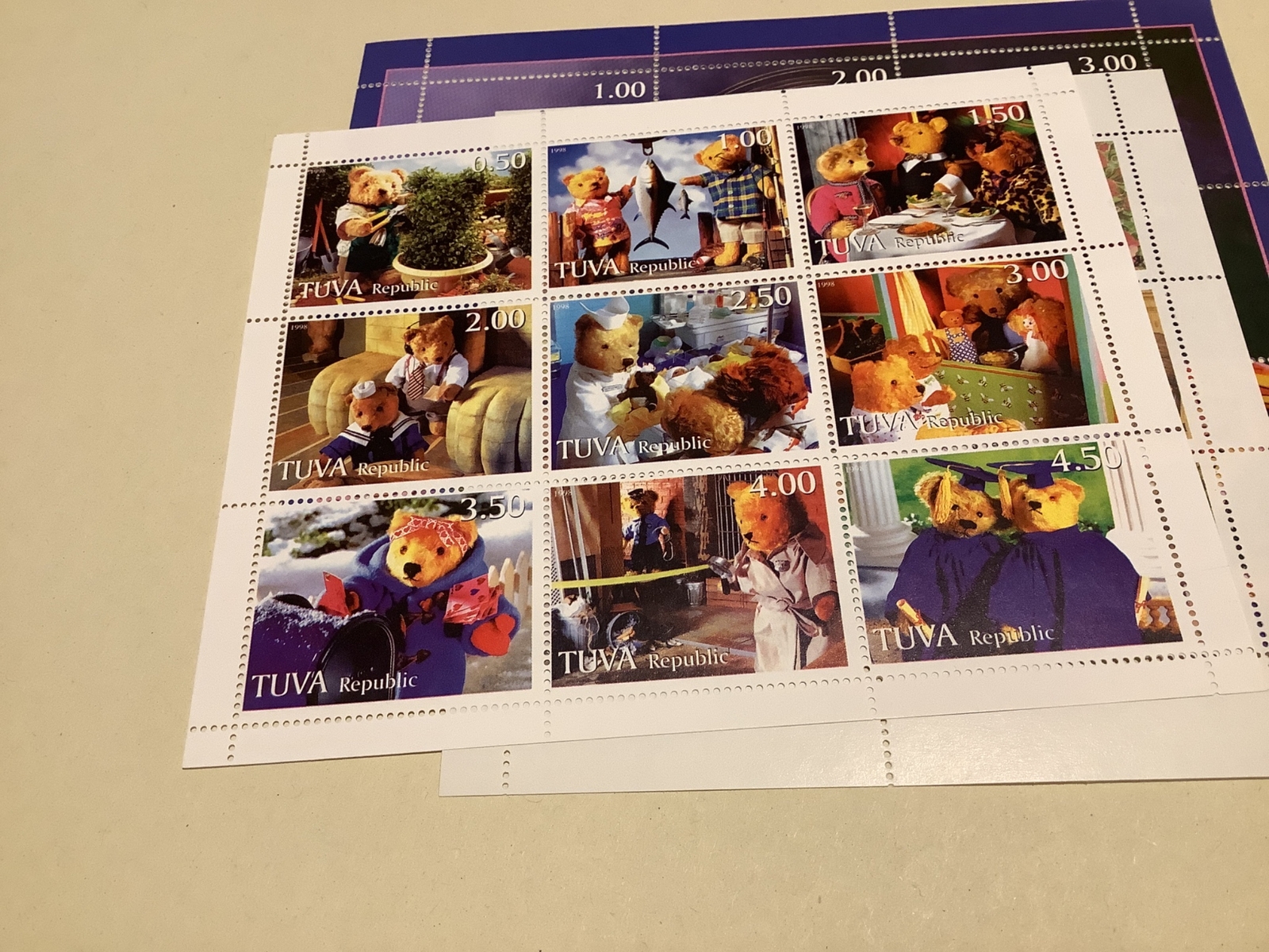 Teddy Bears 4 super stamps sheets Ref R49258