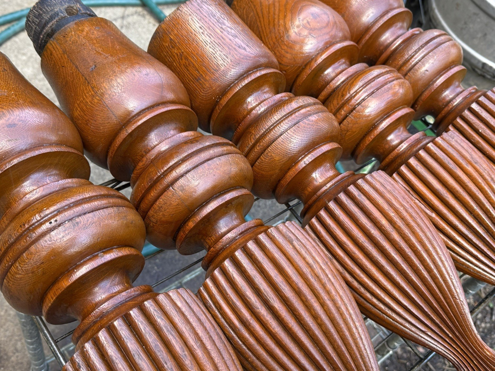 5x Exquisite Antique Wood Fluted Turned Carved Table Legs Victorian Vintage