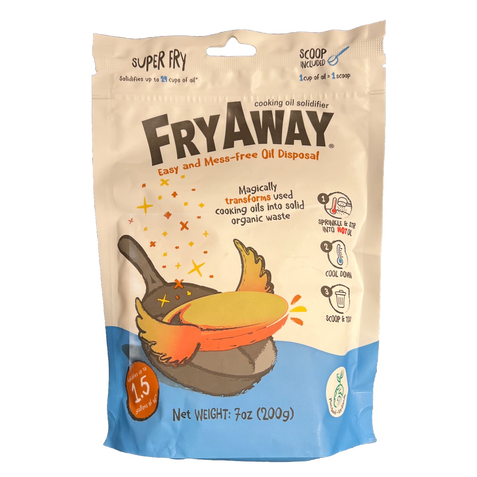 Super Fry "Fry Away" Cooking Oil Solidifier - 7 oz Package for Easy Oil Disposal