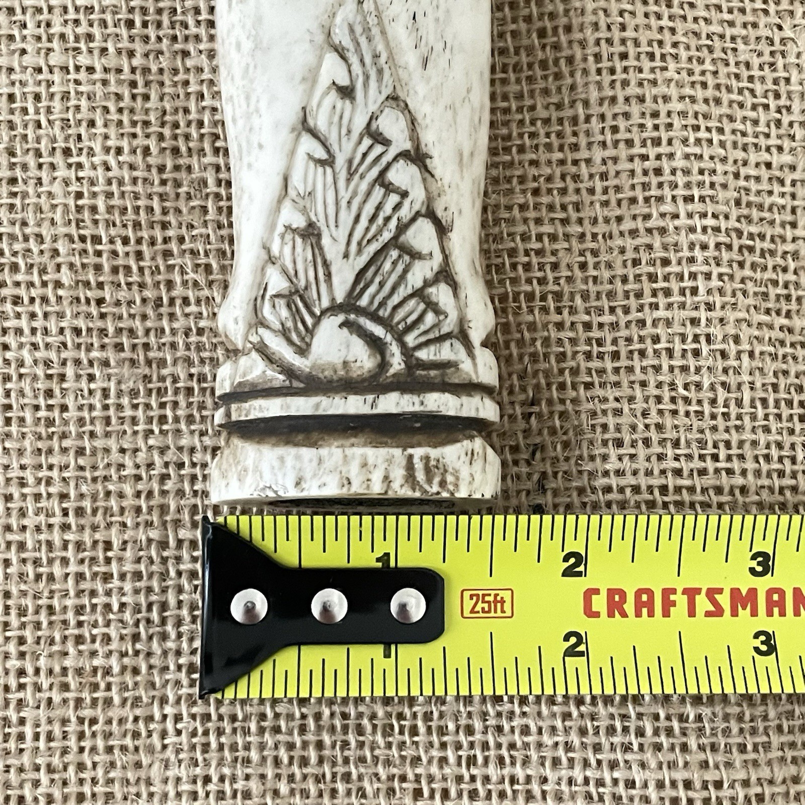 Vintage African Carved Antler Container Snuff Bottle 6.5" x 1.5" Frog Stopper