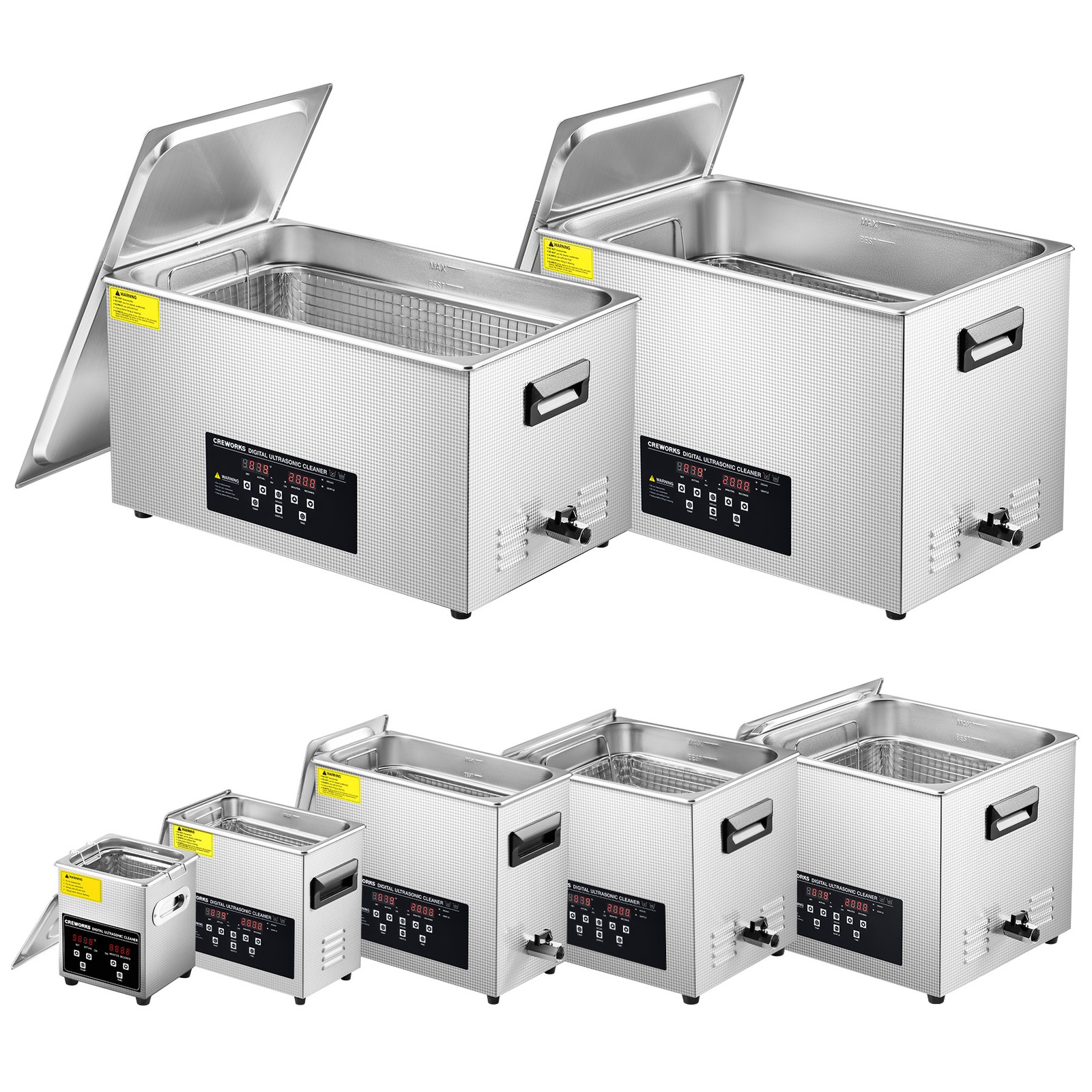 CREWORKS 2L-30L Ultrasonic Cleaner with Timer Heating Machine Sonic Cleaner