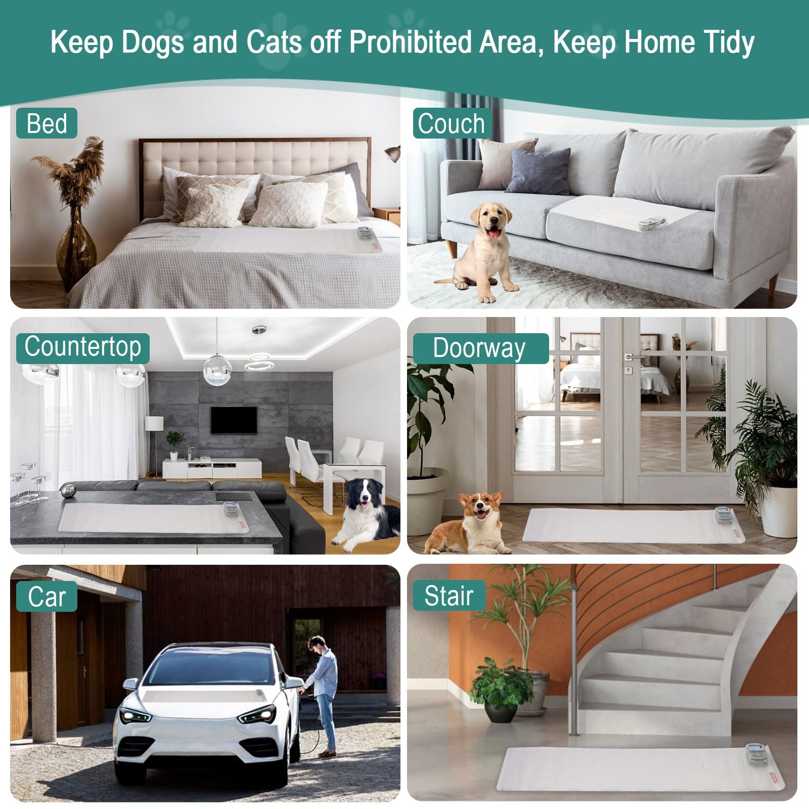 SEERWAY Scat Pet Shock Mat Indoor, Safe Training Pads for 60"x12" Sofa