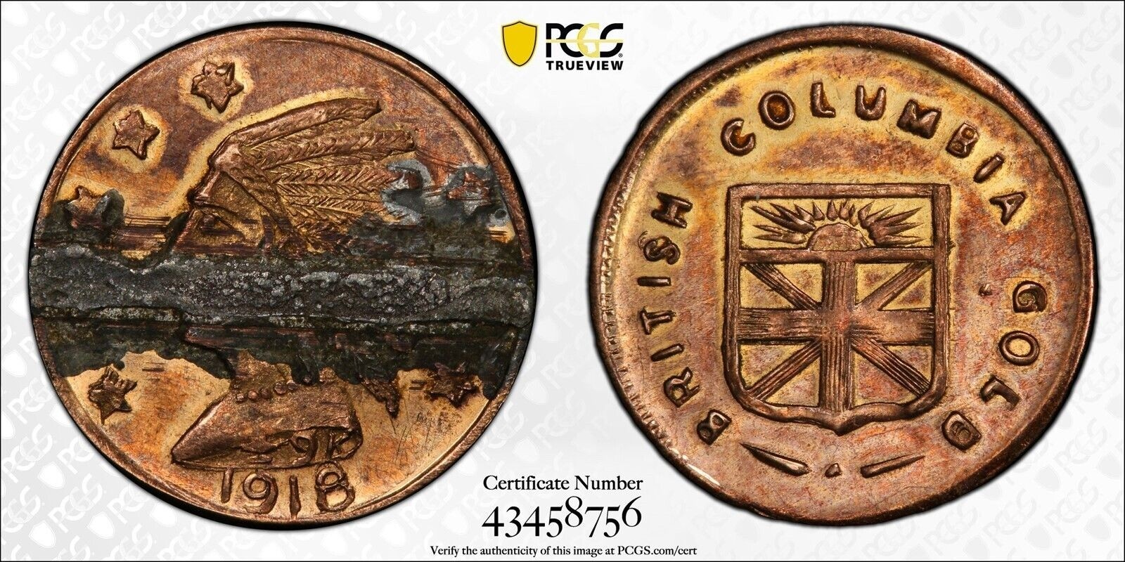 1918 $1 British Columbia / California Gold / Greene-440 PCGS AU PCGS POP1! LR7