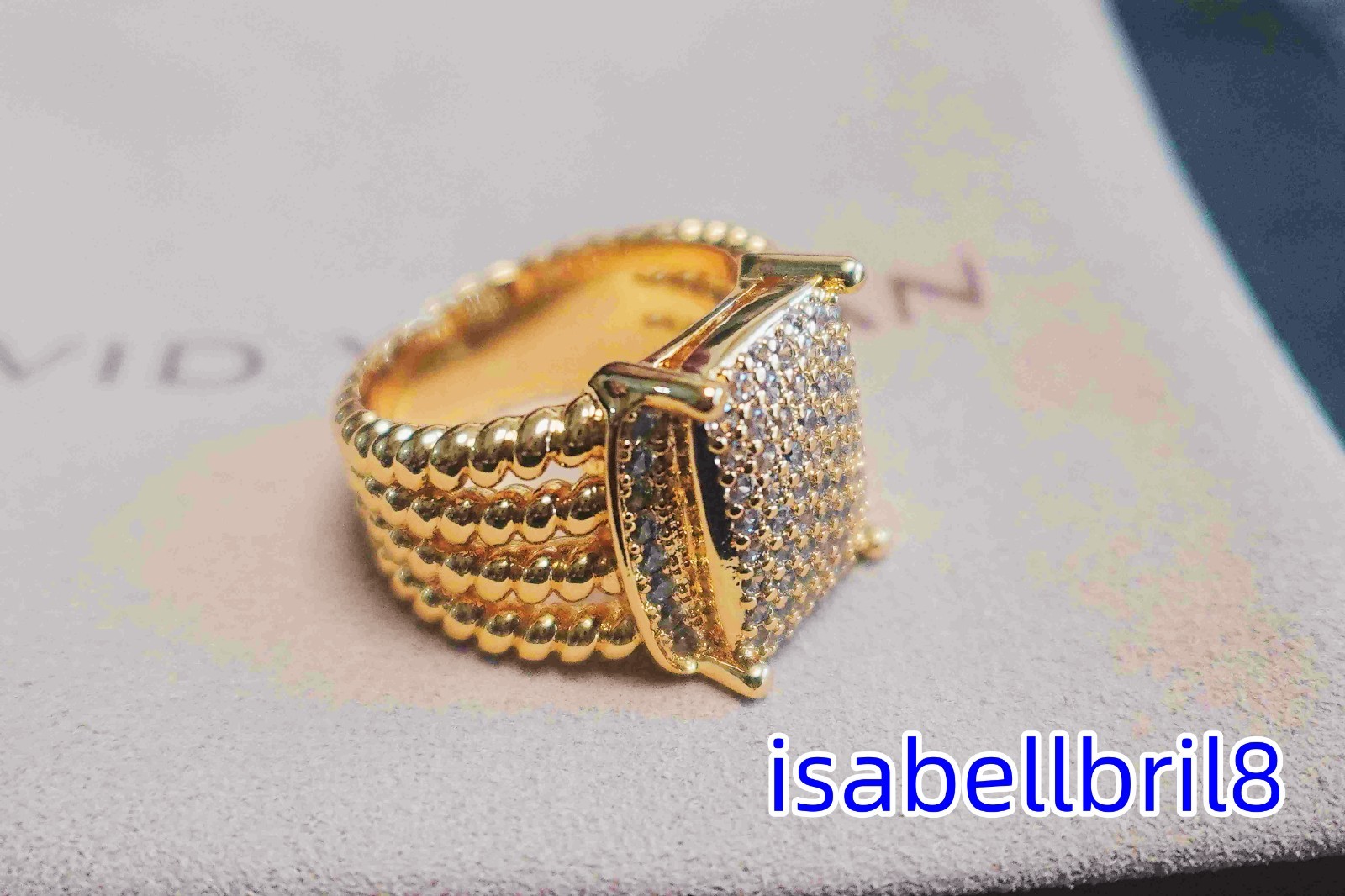 GiftDavldYurmanSterling/18KGOLD/Wheaton/Pave Diamonds Ring 16x12mmSize 7