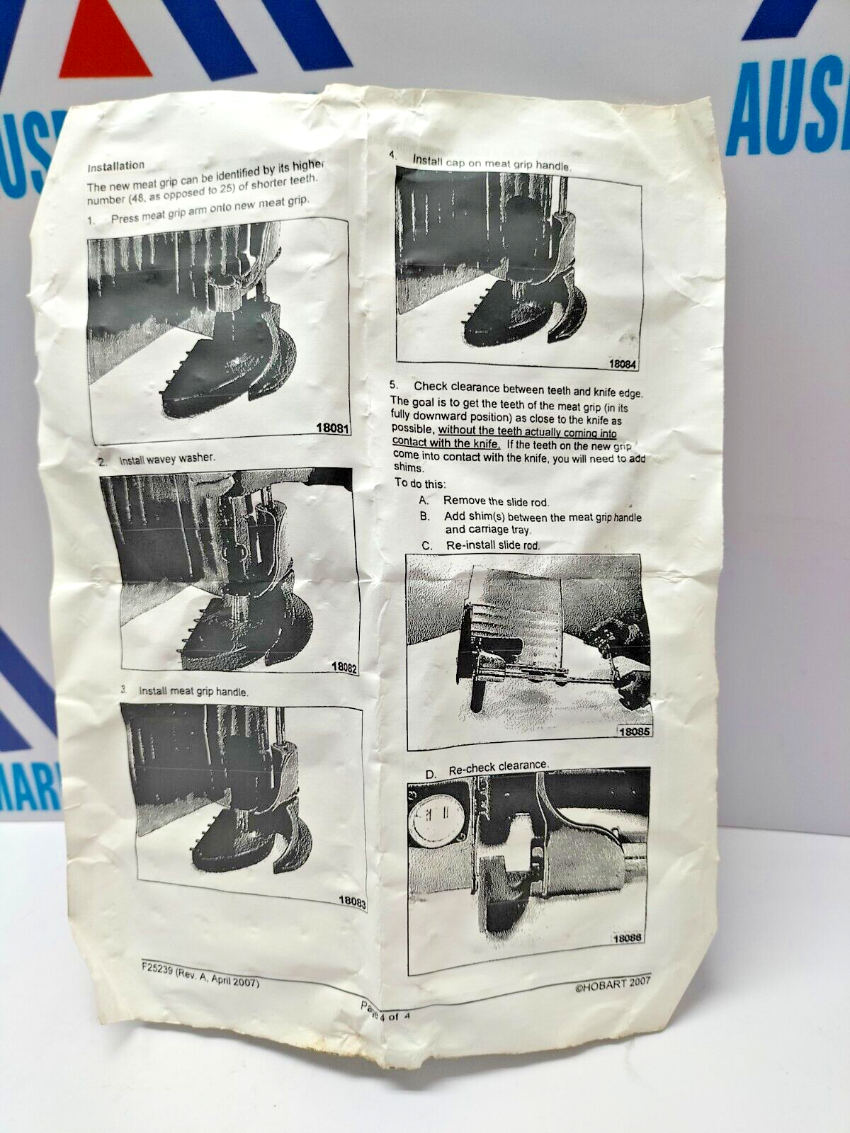 Hobart 2000 Series Slicer Meat Grip Kit #913067