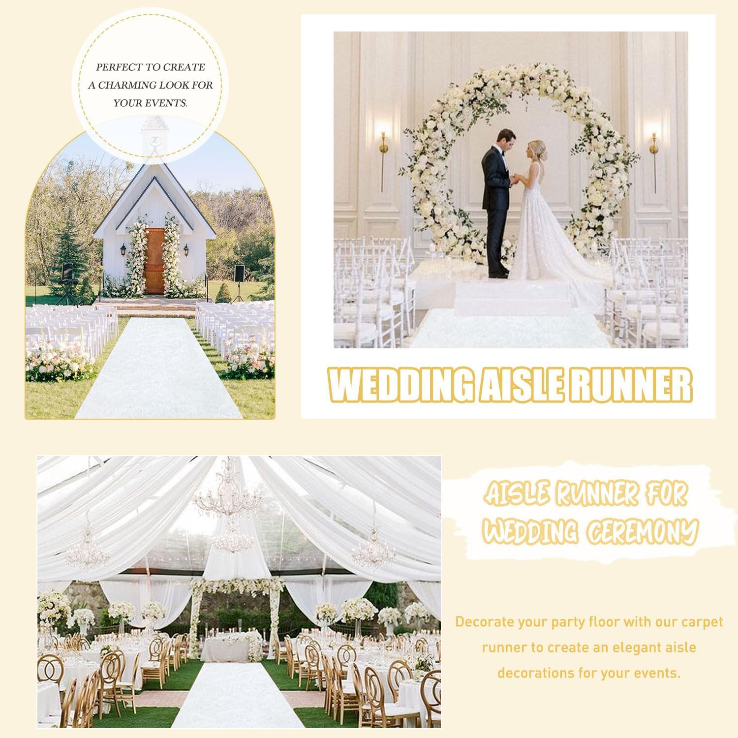 White Aisle Runner for Wedding Velvet Aisle Carpet 2Ftx15Ft Wedding Accessories