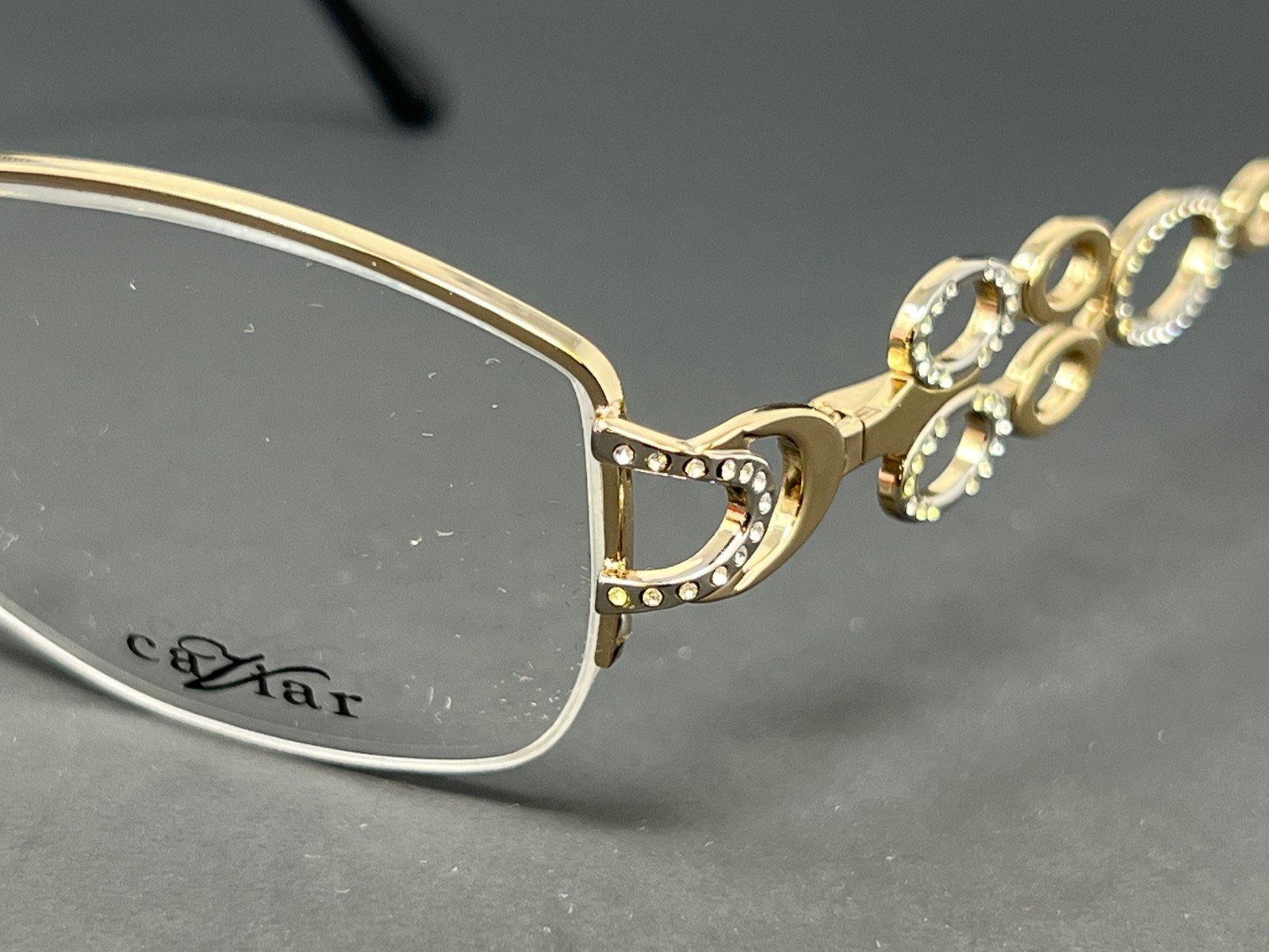 Caviar M2312-C21 Gold 53mm Women's Eyeglasses Crystals Half Rim Optical Frames