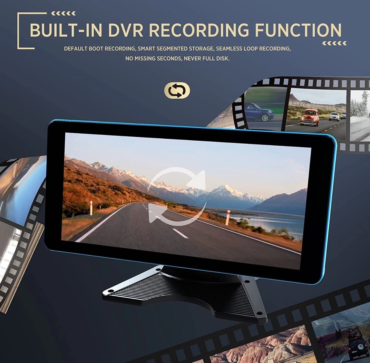 4CH 4K Backup Camera System 10.36" Monitor for RV Truck Trailer Van Rear Side