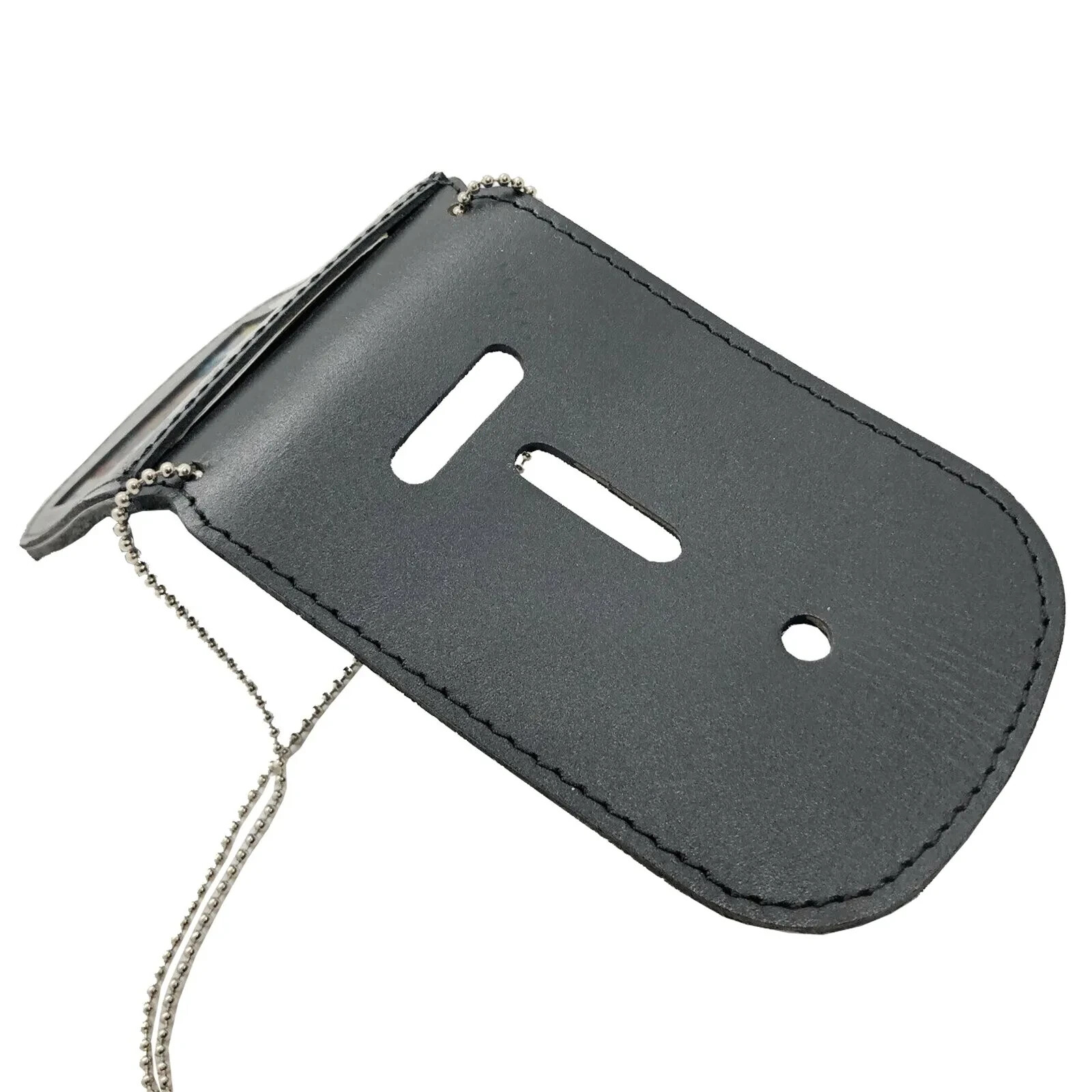 Genuine Leather Officer Lanyards & Badge ID Holders Black Unisex Security Weapon