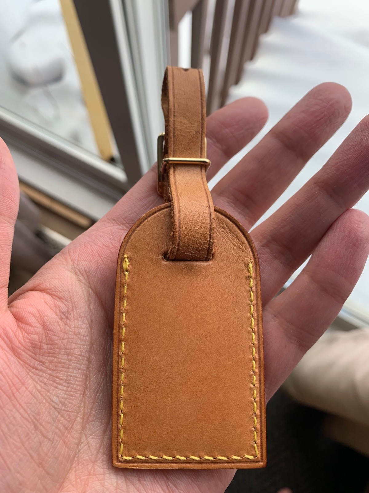 Authentic Louis Vuitton leather luggage tag !