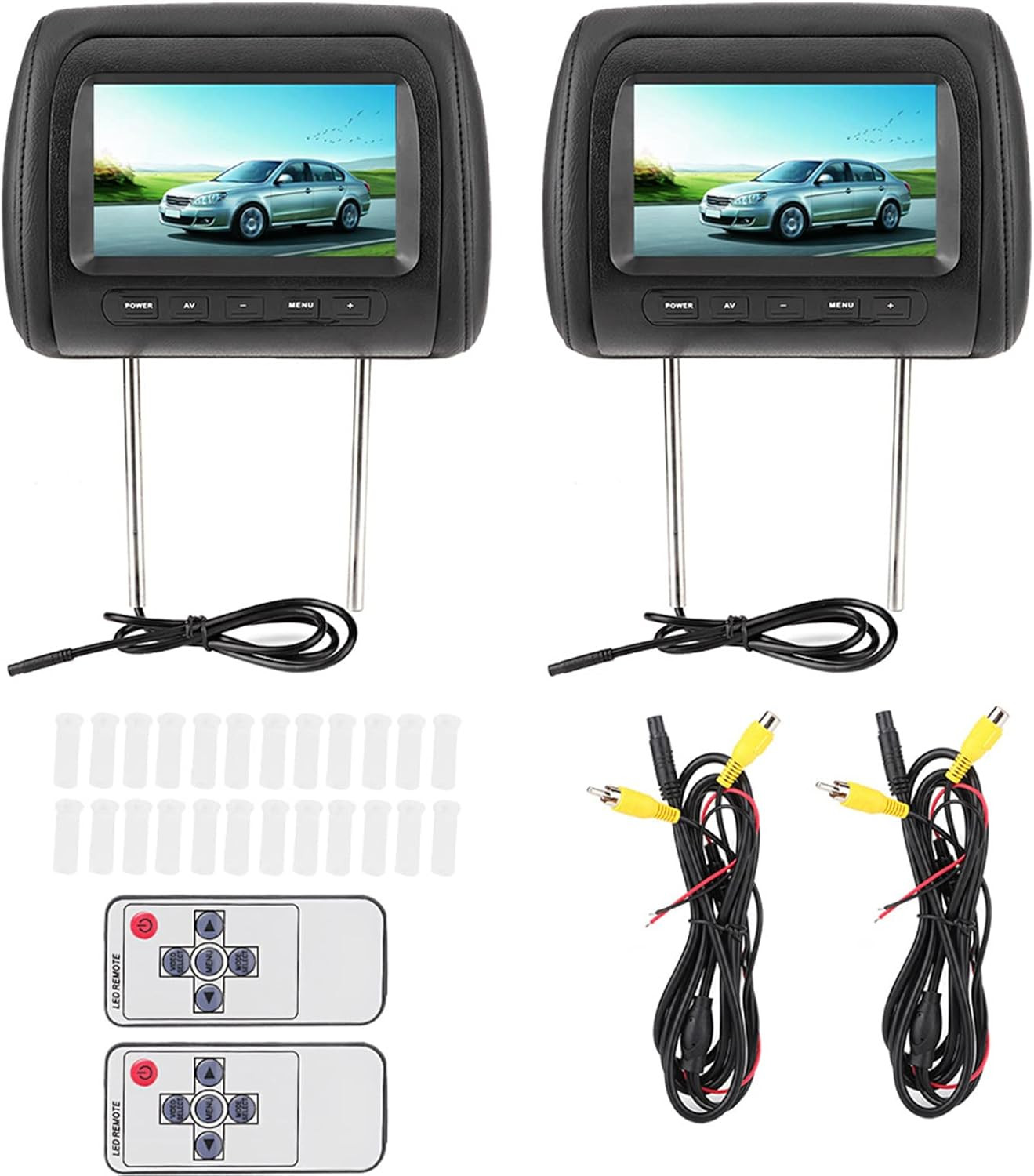 Car Tv for Back Seat, 2Pcs 7 in Control Headrest LCD Video Monitor MP5 Display B