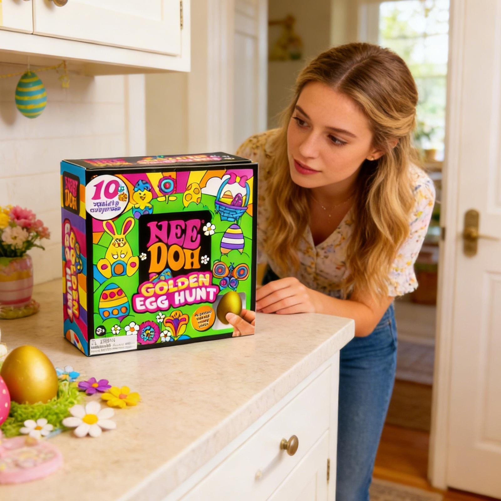 Nee Doh Easter Desk Decor Golden Egg Hunt Game Holiday Collectibles