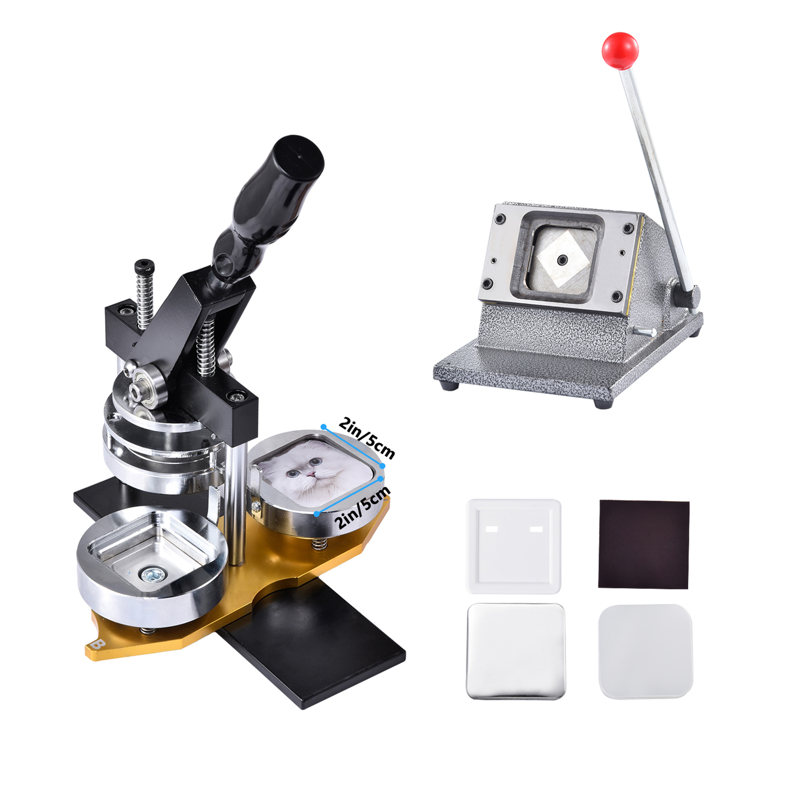 50mm 2inch Square Fridge Magnet Making Machine Kit + 100 Sets Magnet Consumables