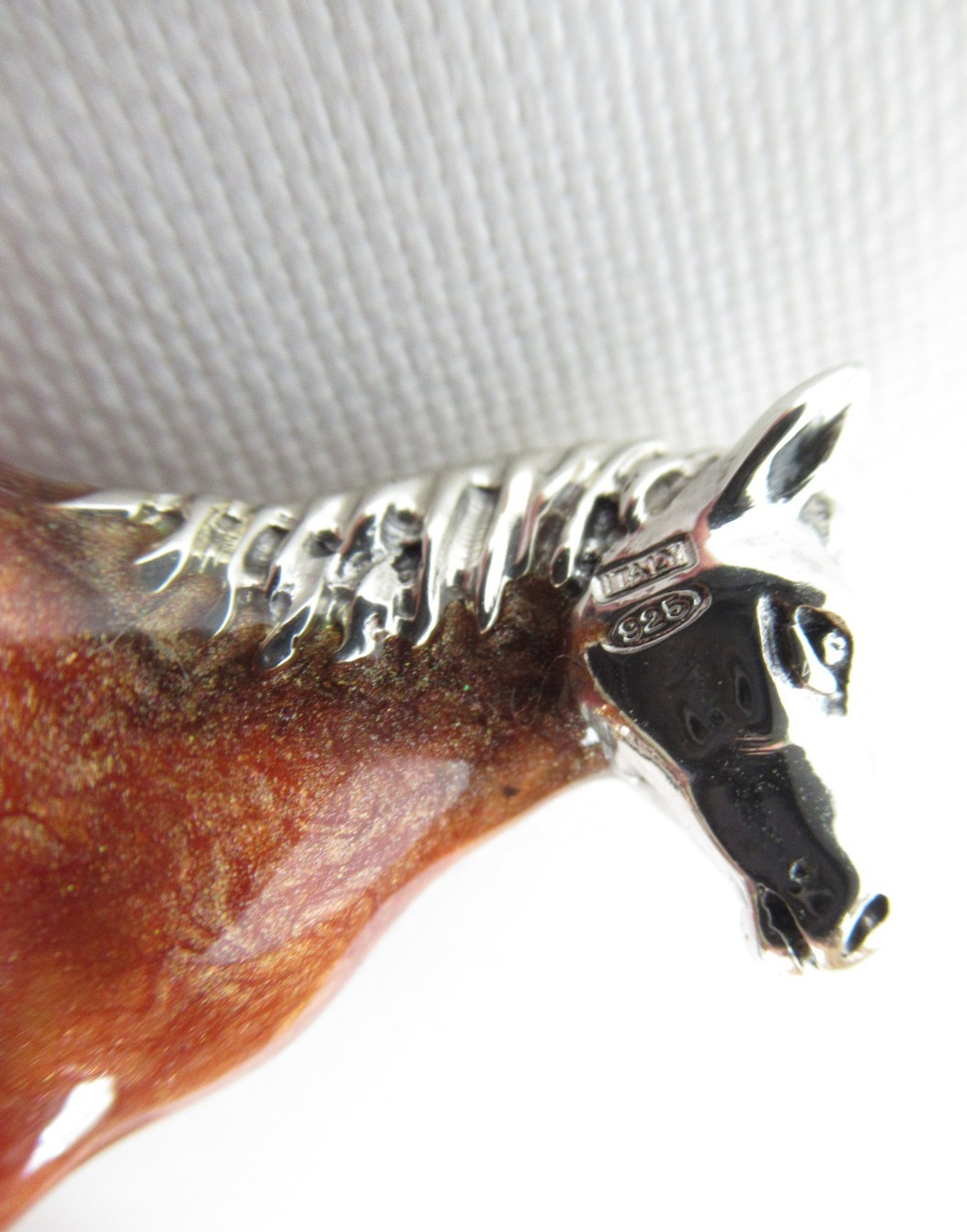 Saturno Italy Miniature Sterling Silver Enamel Horse Animal Figurine