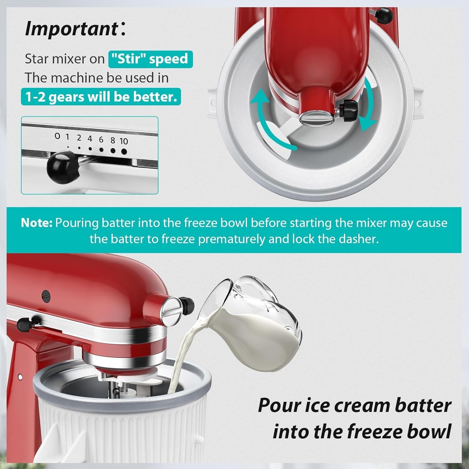 Ice Cream Maker Attachment for KitchenAid Stand Mixer, Ice Cream Bowl Compati...