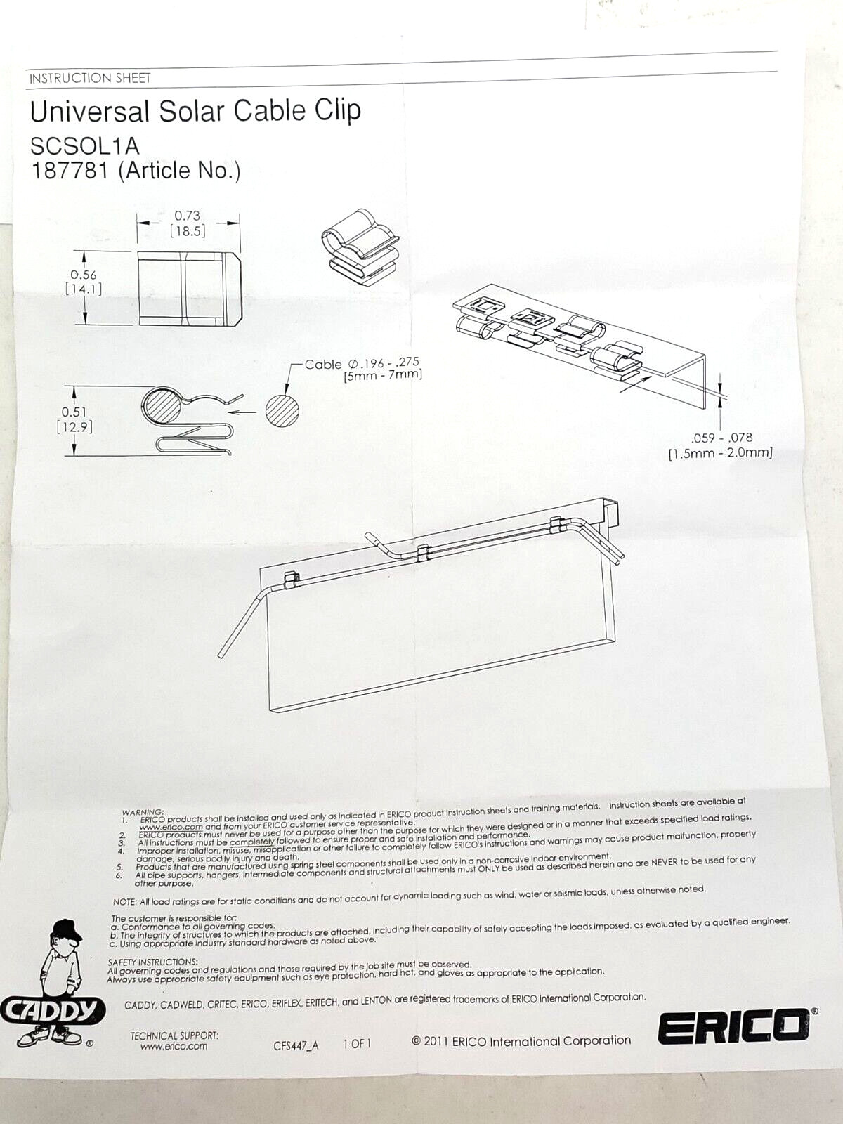 25pcs CADDY ERICO SCSOL1A Solar Panel 2-Cable/Wire Managment Clips Snap Retainer
