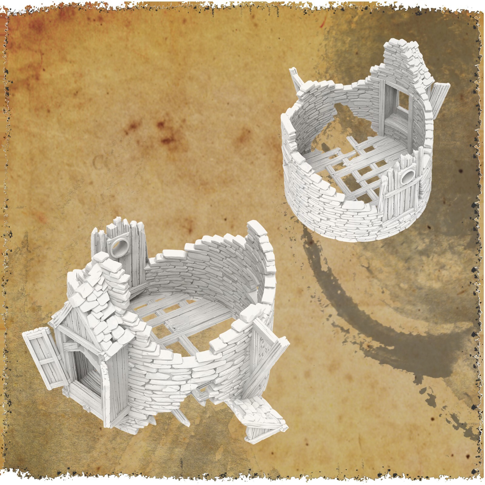 Grimdale Destroyed Windmill 28mm Ruined Village Terrain D&D Warhammer Mordheim