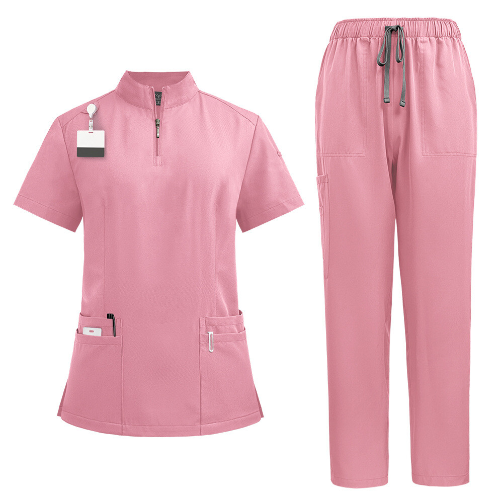 NiaaHinn Uniform Men Scrub Set Medical Doctor Scrub Uniform Zipper-Top Unisex