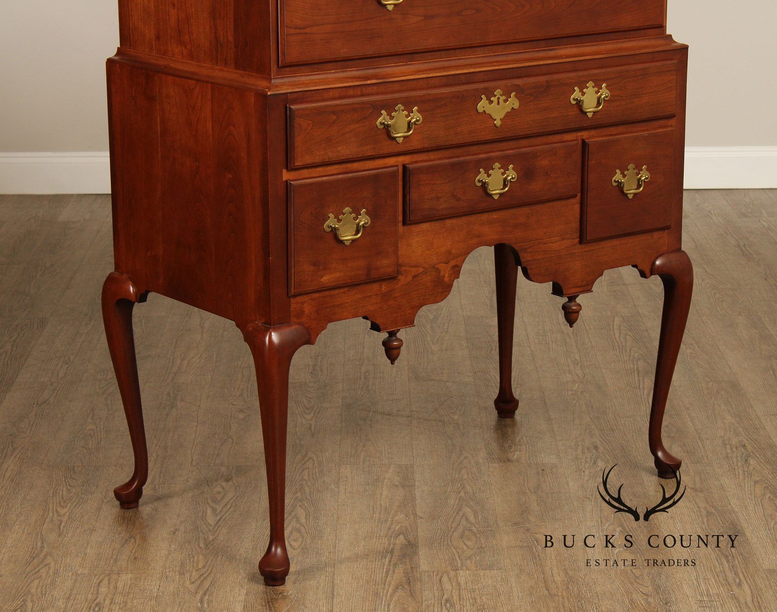 Custom Crafted Queen Anne Style Cherry Highboy Chest
