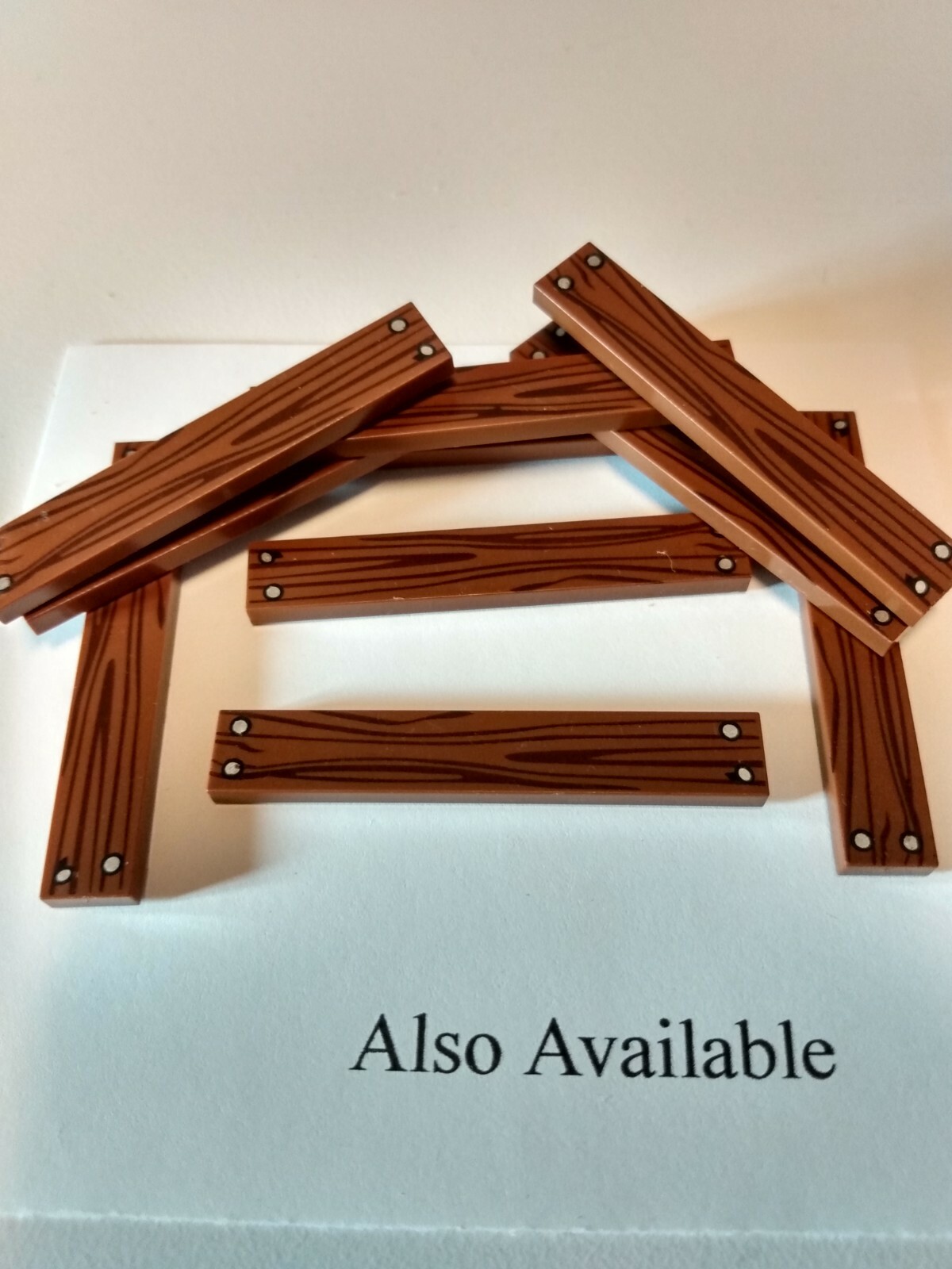 New 1x4 Brown Wood Grain Tile 4 Nail Pattern — 20 Pieces — Compatible with Lego