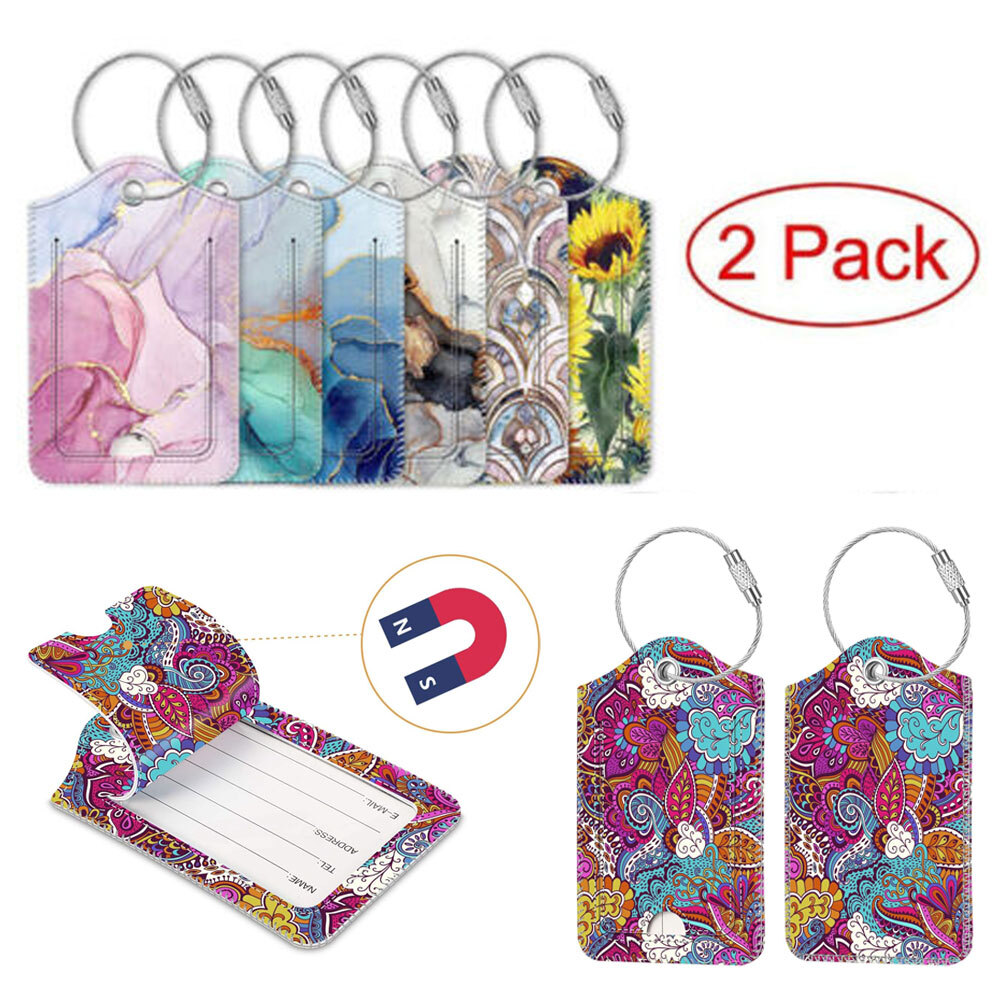 [2 Pack] Luggage Tags Name ID Labels with Privacy Cover For Travel Bag Suitcase