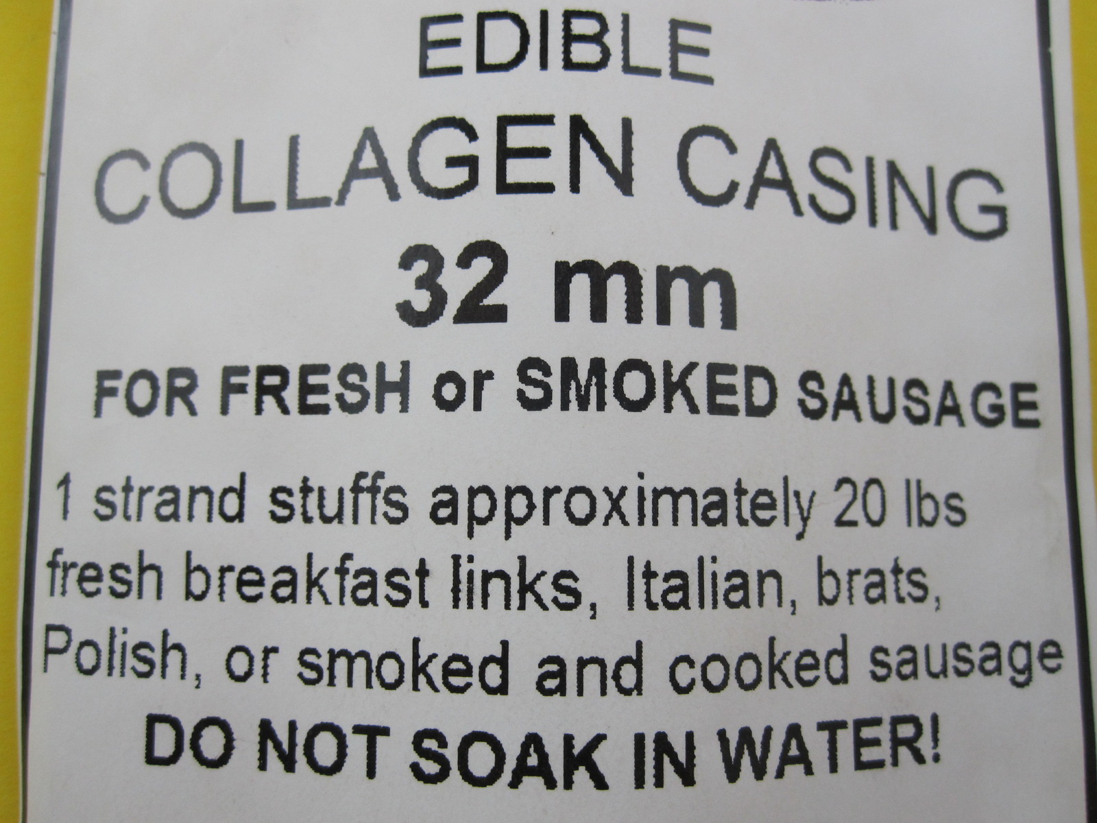 *EASY* to use Sausage Casings. 32 mm for 40 lbs of meat. Beef Collagen product