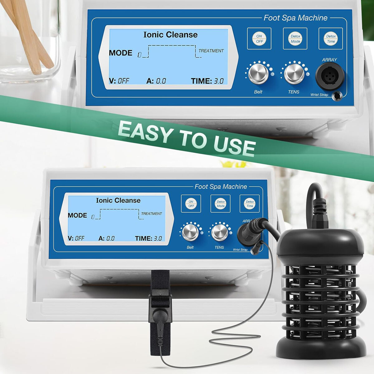 Durable Ionic Detox Foot Spa Bath Machine Ion Cleanse System w/ Case Heat Belt