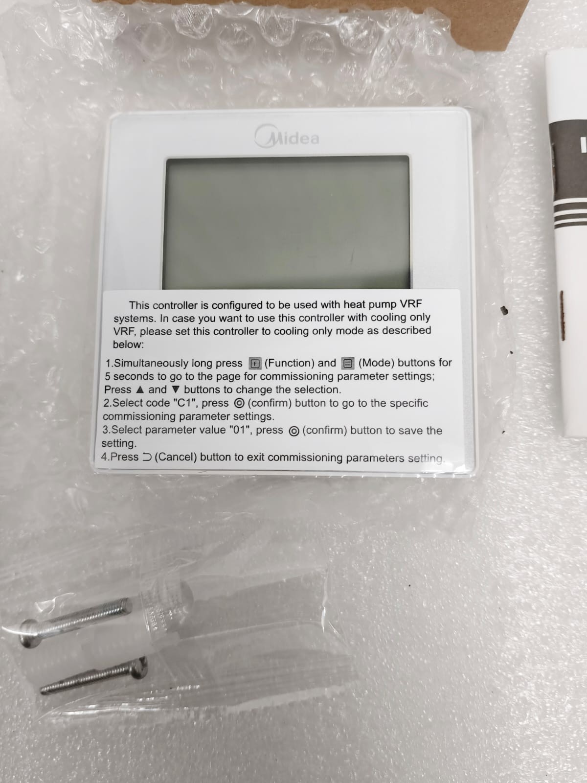 Midea AHUKZ-01D VRF DX AHU Control Box w/ Wired Controller WDC-86EK/D