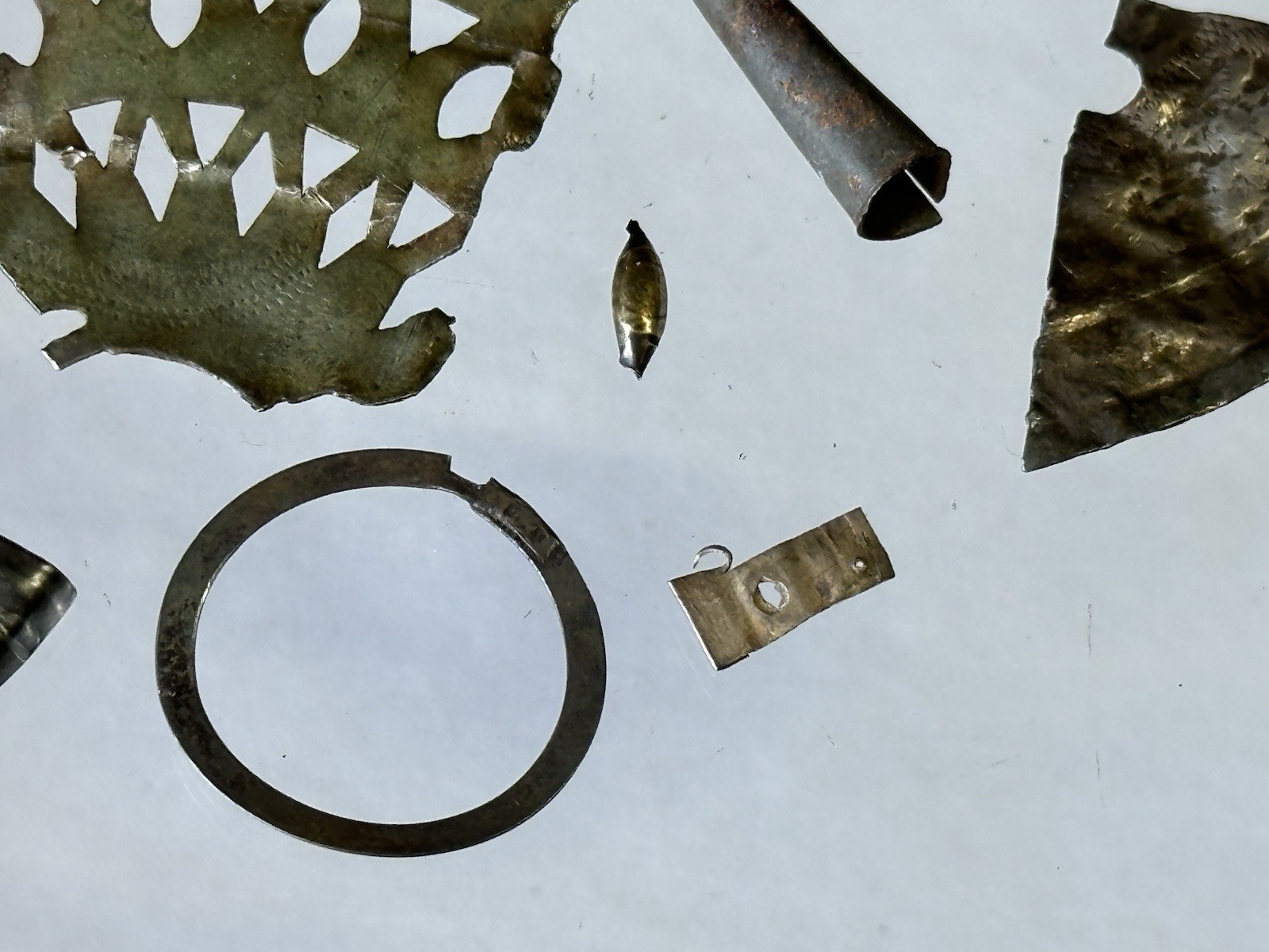 1700's SILVER FUR TRADE ERA LOT - BROOCH GORGET PIN RING BEAD ~ NICE COLLECTION