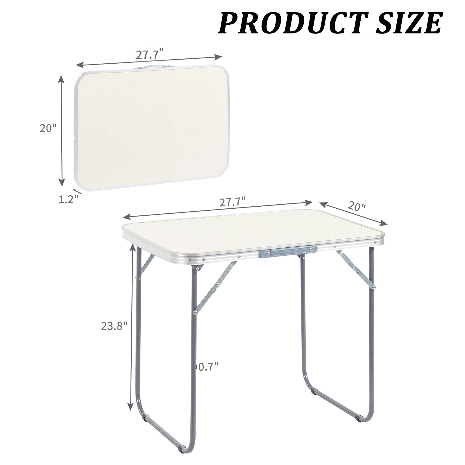 2.3FT Partable Aluminum Folding Table Picnic Garden Camping Indoor Outdoor