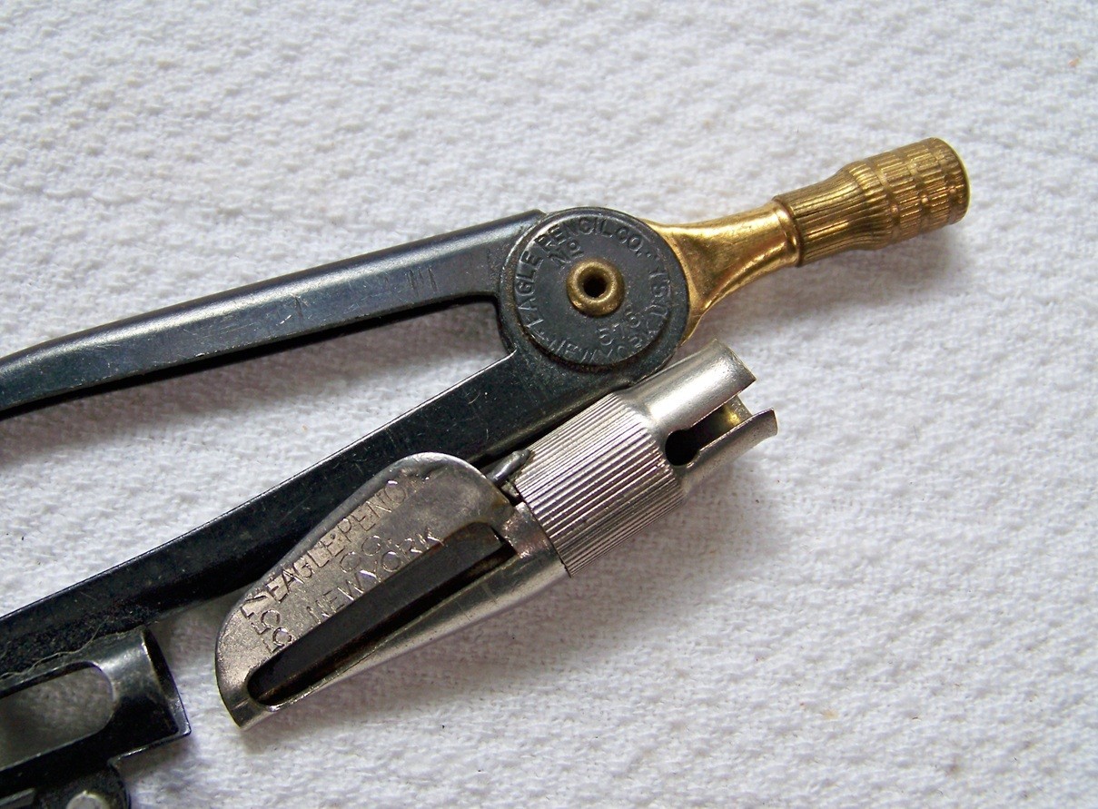 Vintage EAGLE PENCIL CO #557 Topper Pencil Sharpener & #576 Black & Gold Compass