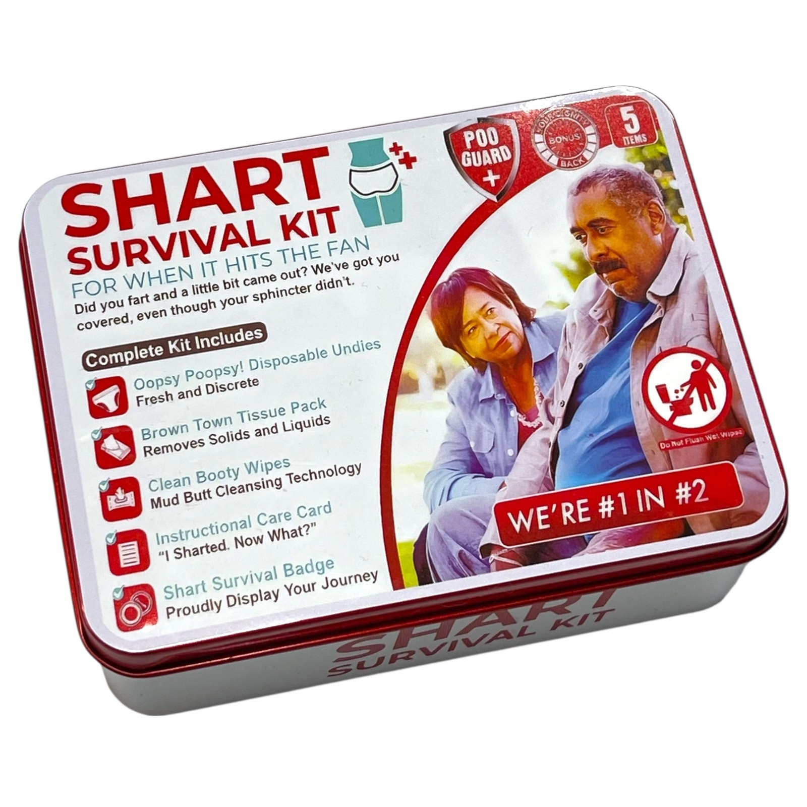 Shart Survival Kit Gag Gift Emergency Kit Funny Bathroom Novelty Gift Tin