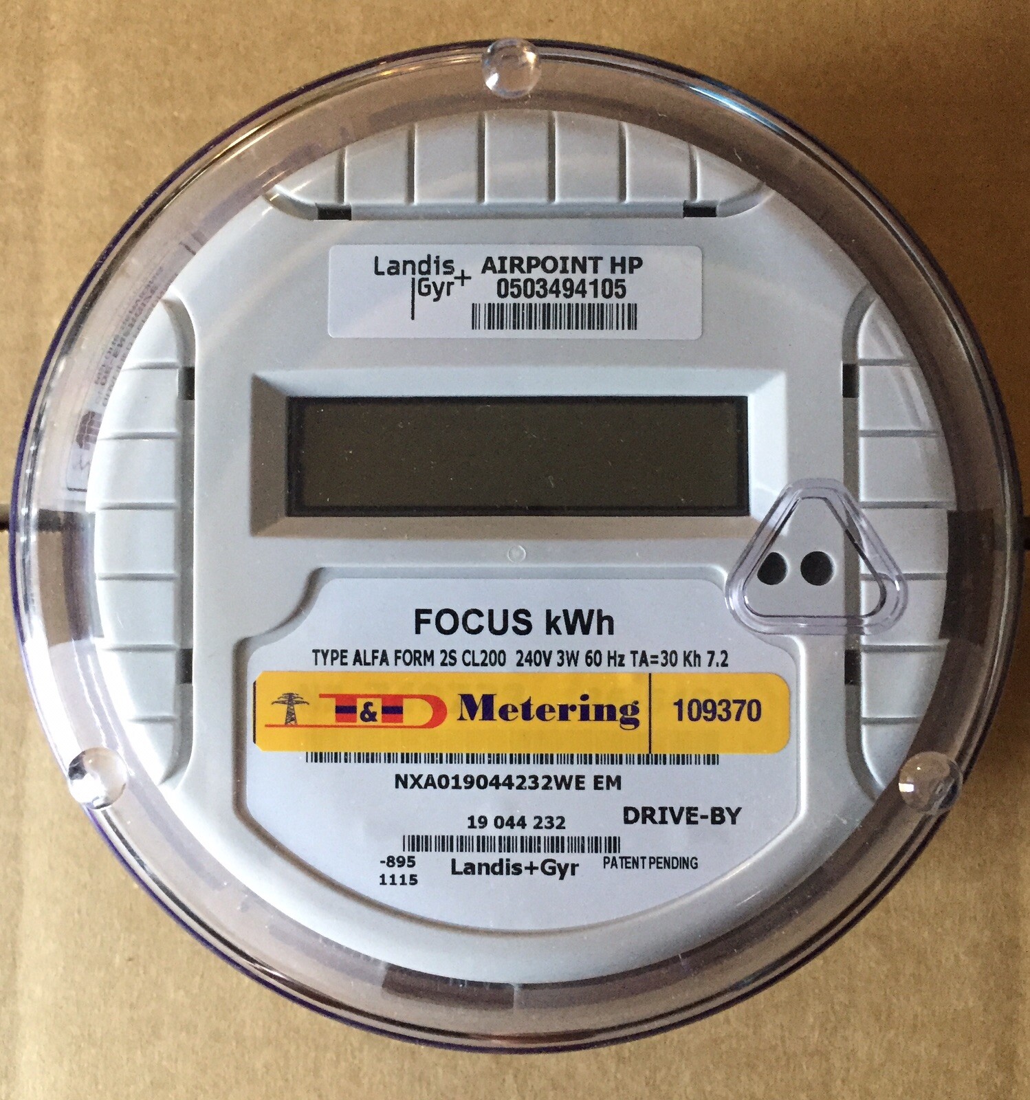 LANDIS & GYR (L&G) WATTHOUR METER (KWH) ALFA,  FOCUS, 240 VOLTS, FM2S, 200 AMPS