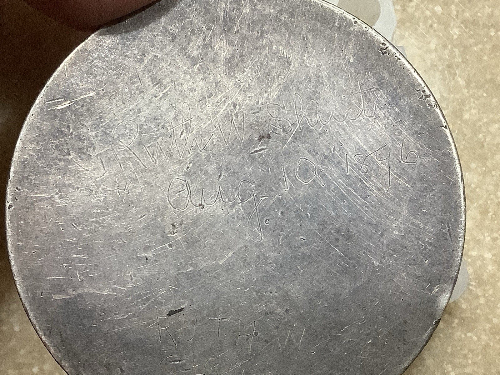 1896 Bryan dollar hk-781 silver medal*Engraved Ruth W Shuit Aug 10, 1896*