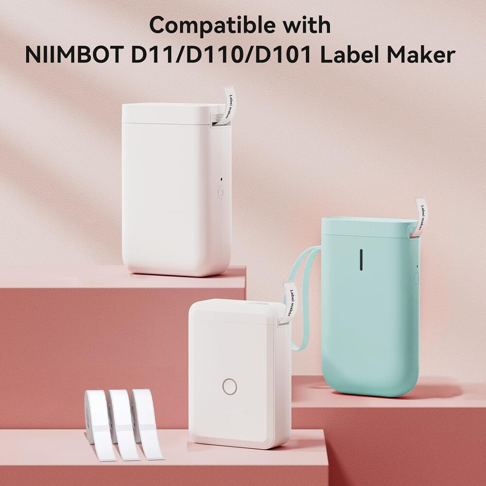 3PK Label Maker Tape 12x40mm, 1/2 inch Label Sticker for Niimbot D110 D11
