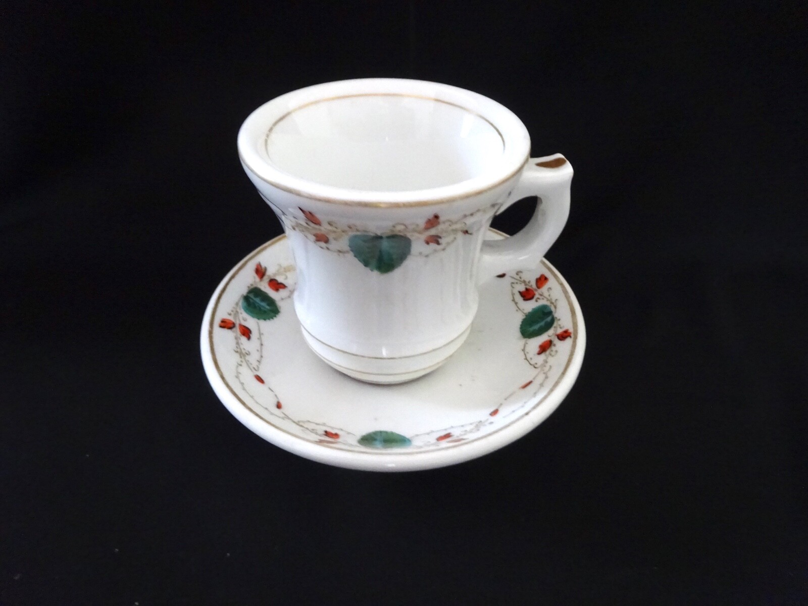Vintage Espresso Cups Brulots French Bistro 5 Coffee Antique White Green Mug...