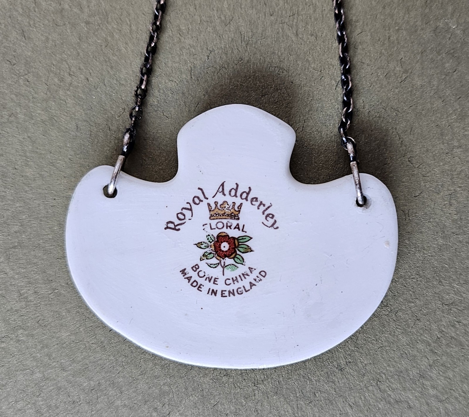 Vintage ROYAL ADDERLEY Bone China England Pink Roses Liquor Tag SCOTCH