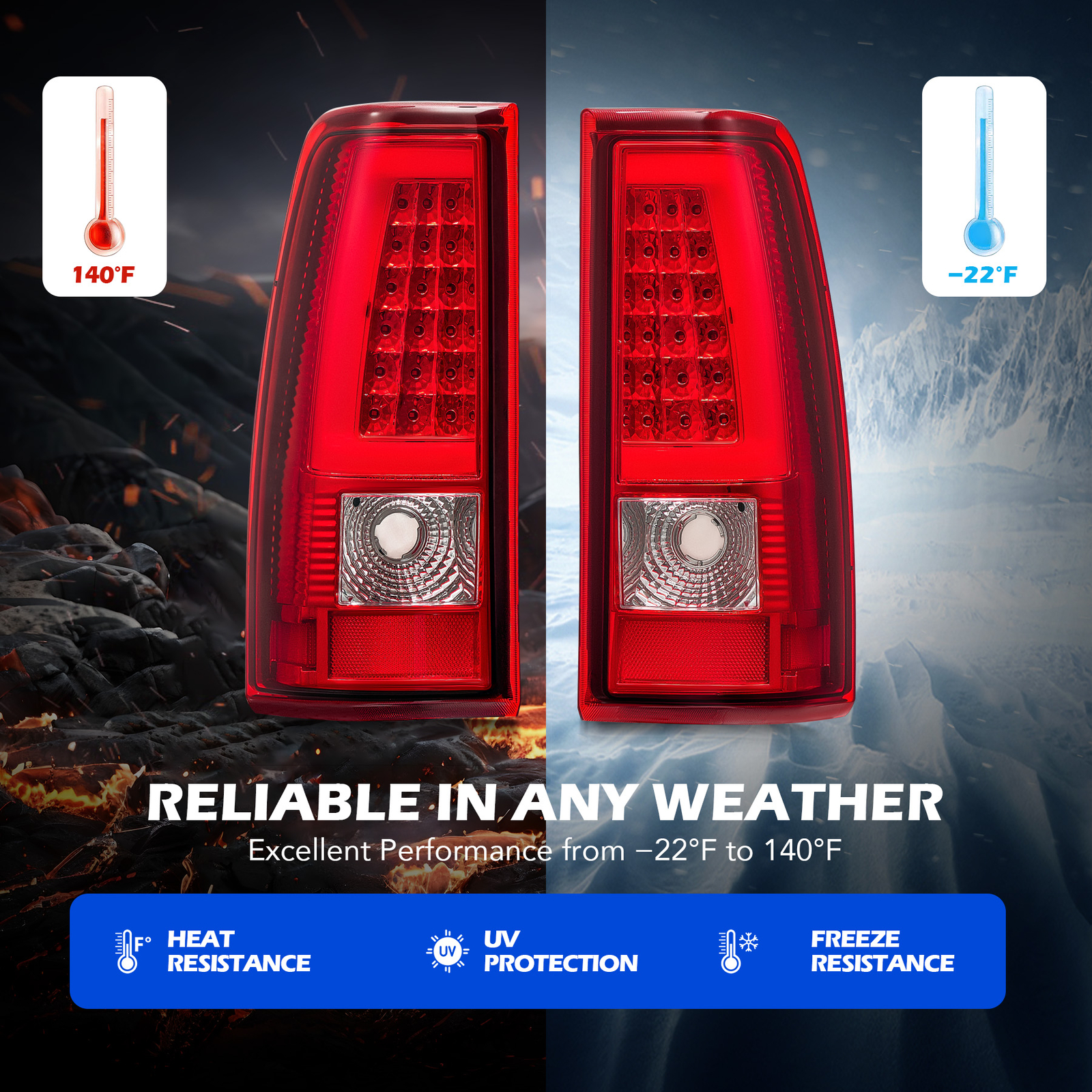 2003-2006 Chevy Silverado 1500 03-06 GMC Sierra Red LED Tail Lights Brake Lamps