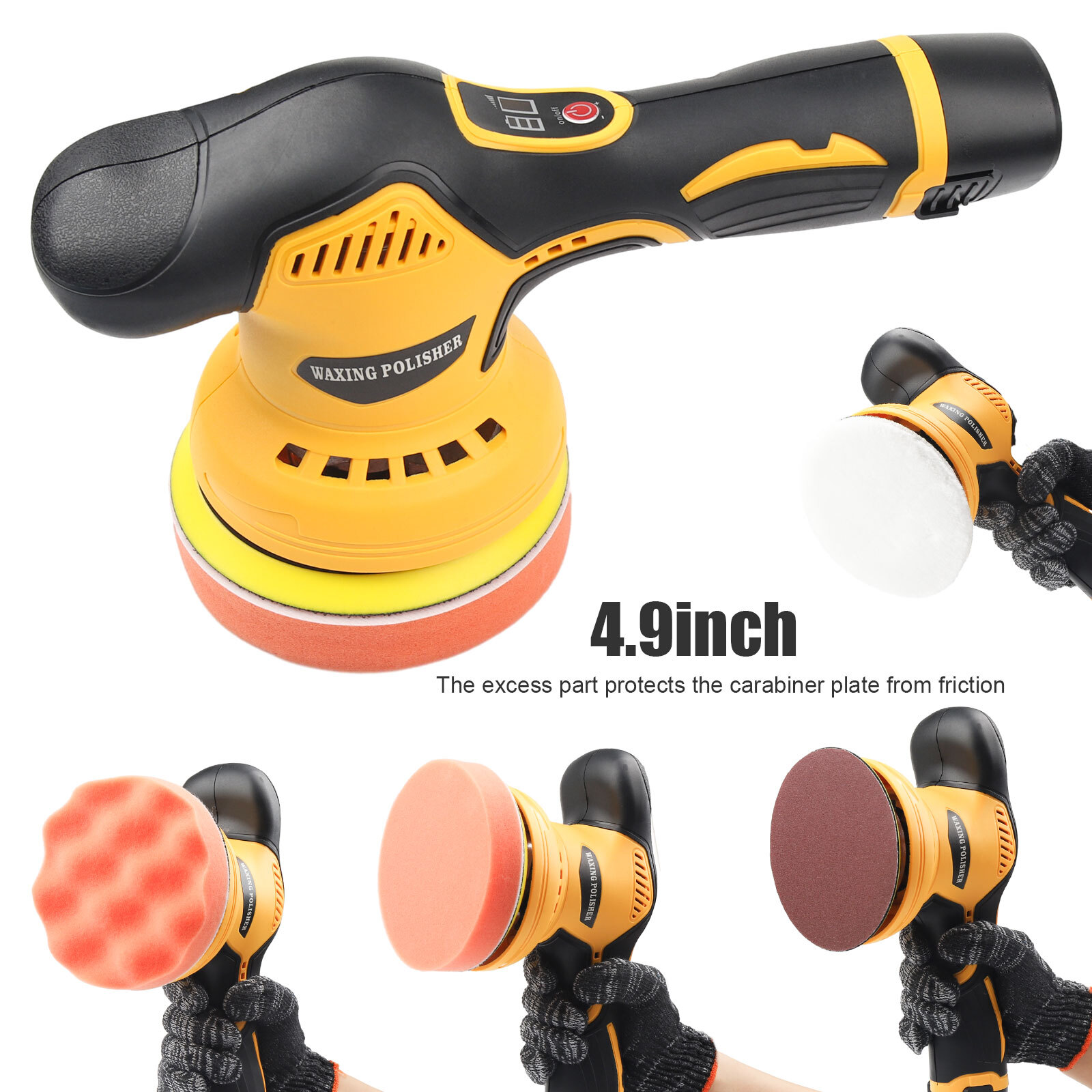 Dual Action Car Polisher Buffer Machine Cordless 5" Sander Polishing Kit Battery