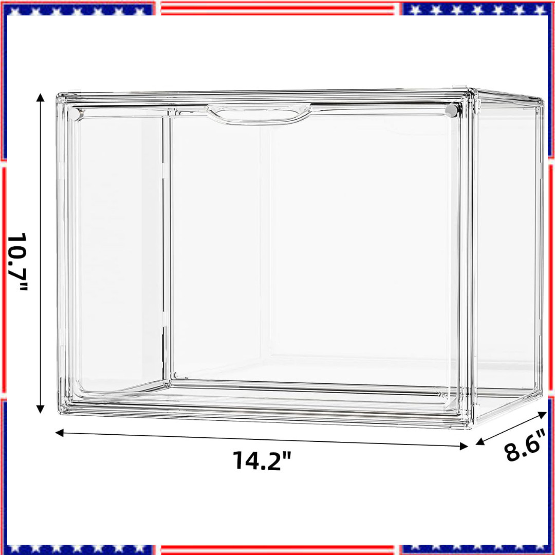Clear Acrylic Display Case Large Stackable Storage, New