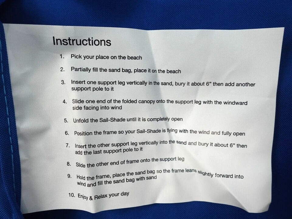 Sail Shade Full Size Beach Sun Shade Wind Powered Beach Shade BRAND NEW